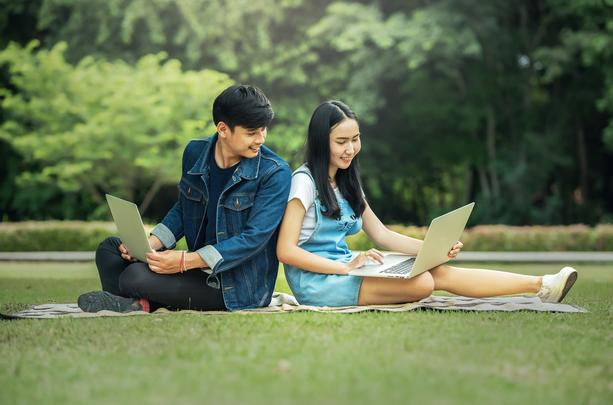 Students in the Park Reviewing